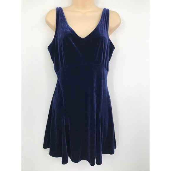 Victoria's Secret Vintage Y2K Velour Mini Dress Navy Blue Small - Picture 1 of 5